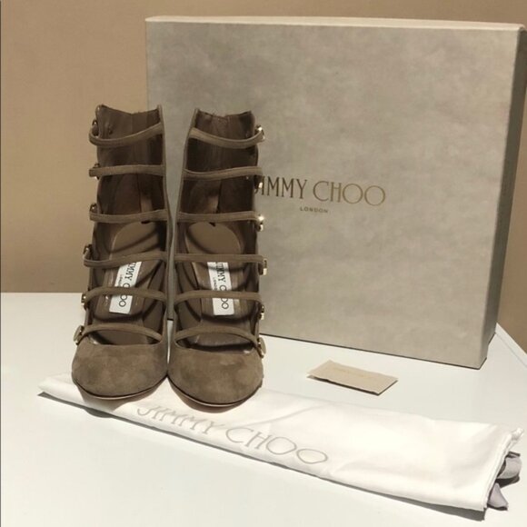 Jimmy Choo Venice 100 Suede Bootie in Light Mocha - Picture 4 of 14